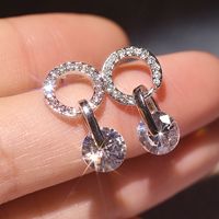 1 Pair Simple Style Round Inlay Sterling Silver Zircon Ear Studs main image 2
