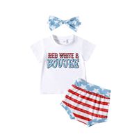 Cute Letter American Flag Printing Cotton Baby Clothing Sets main image 6