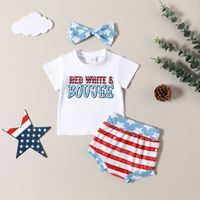 Cute Letter American Flag Printing Cotton Baby Clothing Sets sku image 2