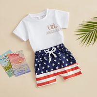Independence Day Casual Simple Style Sports Letter Stripe Cotton Boys Clothing Sets main image 2