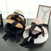 Women's Vacation Solid Color Bowknot Crimping Sun Hat main image 1