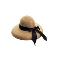 Women's Vacation Solid Color Bowknot Crimping Sun Hat main image 6