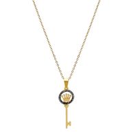 304 Stainless Steel Gold Plated Simple Style Plating Inlay Crown Key Diamond Pendant Necklace main image 2
