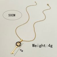 304 Stainless Steel Gold Plated Simple Style Plating Inlay Crown Key Diamond Pendant Necklace main image 4