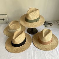 Unisex Vacation Solid Color Flat Eaves Straw Hat main image 6