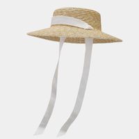 Women's Vintage Style Pastoral Solid Color Straps Big Eaves Straw Hat sku image 2