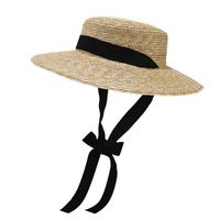 Women's Vintage Style Pastoral Solid Color Straps Big Eaves Straw Hat main image 5