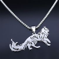304 Stainless Steel Gold Plated Gothic Hip-Hop Hollow Out Cat Pendant Necklace Long Necklace sku image 1