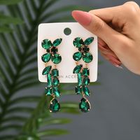 Y2k Retro Exaggerated Geometric Copper Alloy Irregular Inlay Artificial Gemstones Women's Drop Earrings main image 1