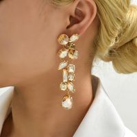 Y2k Retro Exaggerated Geometric Copper Alloy Irregular Inlay Artificial Gemstones Women's Drop Earrings main image 4