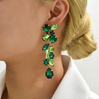 Y2k Retro Exaggerated Geometric Copper Alloy Irregular Inlay Artificial Gemstones Women's Drop Earrings main image 8