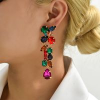Y2k Retro Exaggerated Geometric Copper Alloy Irregular Inlay Artificial Gemstones Women's Drop Earrings main image 9