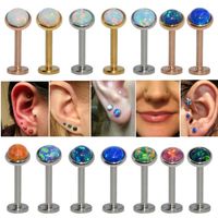 Simple Style Round Stainless Steel Artificial Gemstones Lip Stud Ear Studs In Bulk main image 1