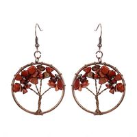 1 Pair Ethnic Style Pastoral Tree Hollow Out Natural Stone Copper Drop Earrings sku image 9