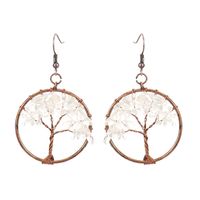 1 Pair Ethnic Style Pastoral Tree Hollow Out Natural Stone Copper Drop Earrings sku image 10