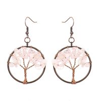 1 Pair Ethnic Style Pastoral Tree Hollow Out Natural Stone Copper Drop Earrings sku image 6