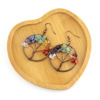 1 Pair Ethnic Style Pastoral Tree Hollow Out Natural Stone Copper Drop Earrings main image 4