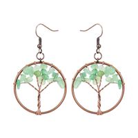 1 Pair Ethnic Style Pastoral Tree Hollow Out Natural Stone Copper Drop Earrings sku image 4