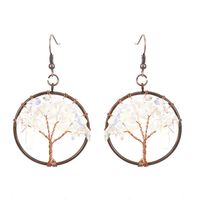 1 Pair Ethnic Style Pastoral Tree Hollow Out Natural Stone Copper Drop Earrings sku image 3
