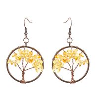 1 Pair Ethnic Style Pastoral Tree Hollow Out Natural Stone Copper Drop Earrings sku image 7