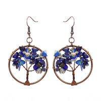 1 Pair Ethnic Style Pastoral Tree Hollow Out Natural Stone Copper Drop Earrings sku image 11