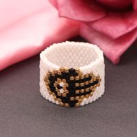 Casual Peach Eye Glass Beaded Braid Women's Wide Band Ring sku image 3