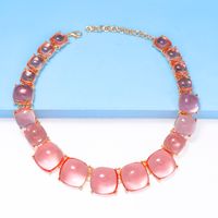 Elegant Round Alloy Three-dimensional Inlay Resin Women's Necklace main image 2