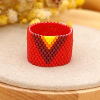 Casual Peach Eye Glass Beaded Braid Women's Wide Band Ring main image 2