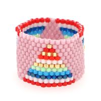 Casual Peach Eye Glass Beaded Braid Women's Wide Band Ring main image 8