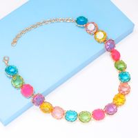 Elegant Round Alloy Three-dimensional Inlay Resin Women's Necklace main image 6