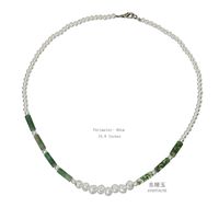 Boho Pearl Necklace Female Summer Agate Green Semi-precious Stone Necklace sku image 6