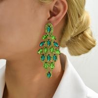 1 Pair Elegant Vacation Leaves Hollow Out Inlay Copper Alloy Artificial Gemstones Drop Earrings main image 6