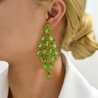 1 Pair Elegant Vacation Leaves Hollow Out Inlay Copper Alloy Artificial Gemstones Drop Earrings main image 10