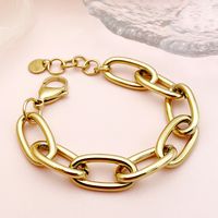Simple Style Solid Color 304 Stainless Steel 14K Gold Plated Bracelets In Bulk sku image 1