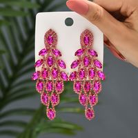 1 Pair Elegant Vacation Leaves Hollow Out Inlay Copper Alloy Artificial Gemstones Drop Earrings sku image 12
