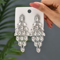 1 Pair Elegant Vacation Leaves Hollow Out Inlay Copper Alloy Artificial Gemstones Drop Earrings sku image 2