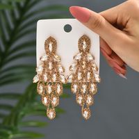 1 Pair Elegant Vacation Leaves Hollow Out Inlay Copper Alloy Artificial Gemstones Drop Earrings sku image 4