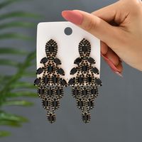 1 Pair Elegant Vacation Leaves Hollow Out Inlay Copper Alloy Artificial Gemstones Drop Earrings sku image 3