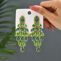 1 Pair Elegant Vacation Leaves Hollow Out Inlay Copper Alloy Artificial Gemstones Drop Earrings sku image 7