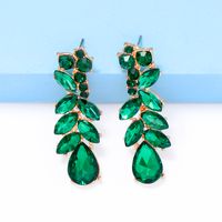Luxurious Lady Streetwear Leaf Alloy Inlay Glass Stone Women's Drop Earrings main image 5