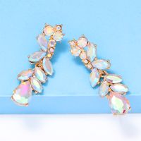 Luxurious Lady Streetwear Leaf Alloy Inlay Glass Stone Women's Drop Earrings main image 2