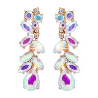 Luxurious Lady Streetwear Leaf Alloy Inlay Glass Stone Women's Drop Earrings sku image 1