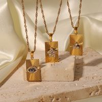 Ig Style Triangle Pentagram Devil's Eye Stainless Steel Plating Inlay Zircon 18k Gold Plated Pendant Necklace main image 6