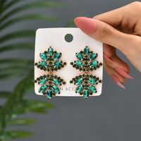 Glam French Style Beach Maple Leaf Copper Alloy Inlay Artificial Gemstones Women's Drop Earrings sku image 8