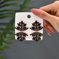 Glam French Style Beach Maple Leaf Copper Alloy Inlay Artificial Gemstones Women's Drop Earrings sku image 11