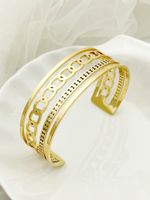 Lady French Style Solid Color 304 Stainless Steel 14K Gold Plated Bangle In Bulk main image 1