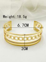 Lady French Style Solid Color 304 Stainless Steel 14K Gold Plated Bangle In Bulk main image 2