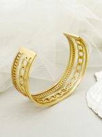 Lady French Style Solid Color 304 Stainless Steel 14K Gold Plated Bangle In Bulk main image 3
