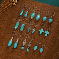 1 Pair Vintage Style Ethnic Style Geometric Turquoise Drop Earrings main image 5