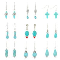 1 Pair Vintage Style Ethnic Style Geometric Turquoise Drop Earrings main image 2